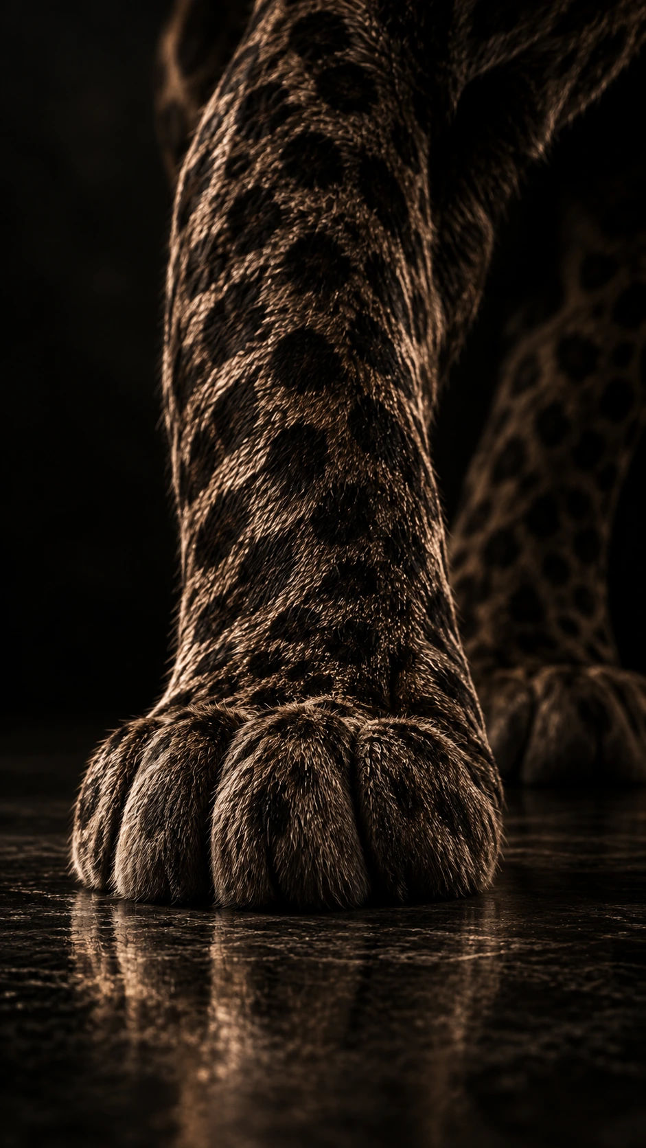 A close study of the texture and form of a leopard's paw