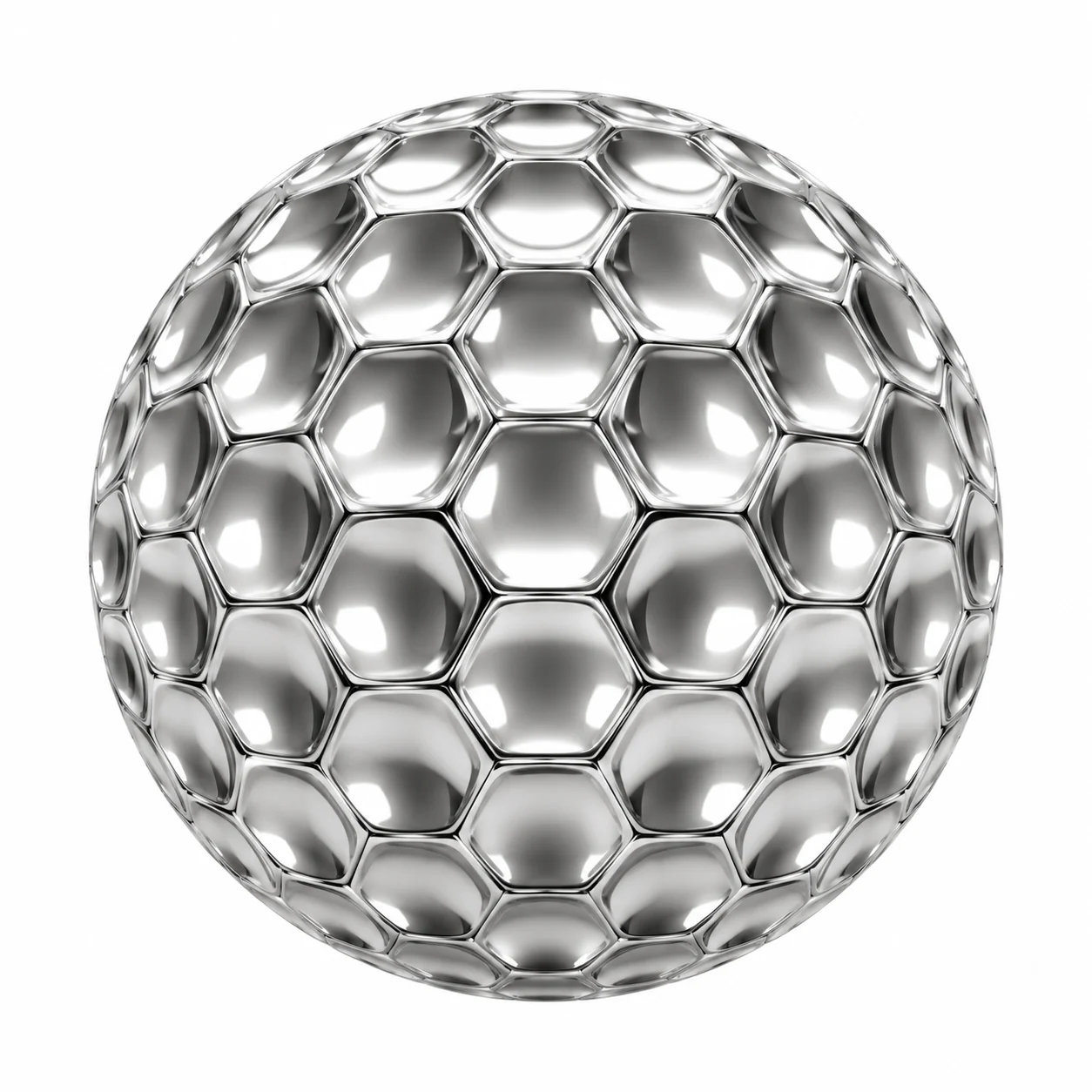Polished metallic sphere on a simple white background
